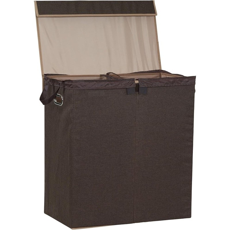 Double Laundry Hamper Removable Liner Collapsible Storage Durable Magnetic Lid