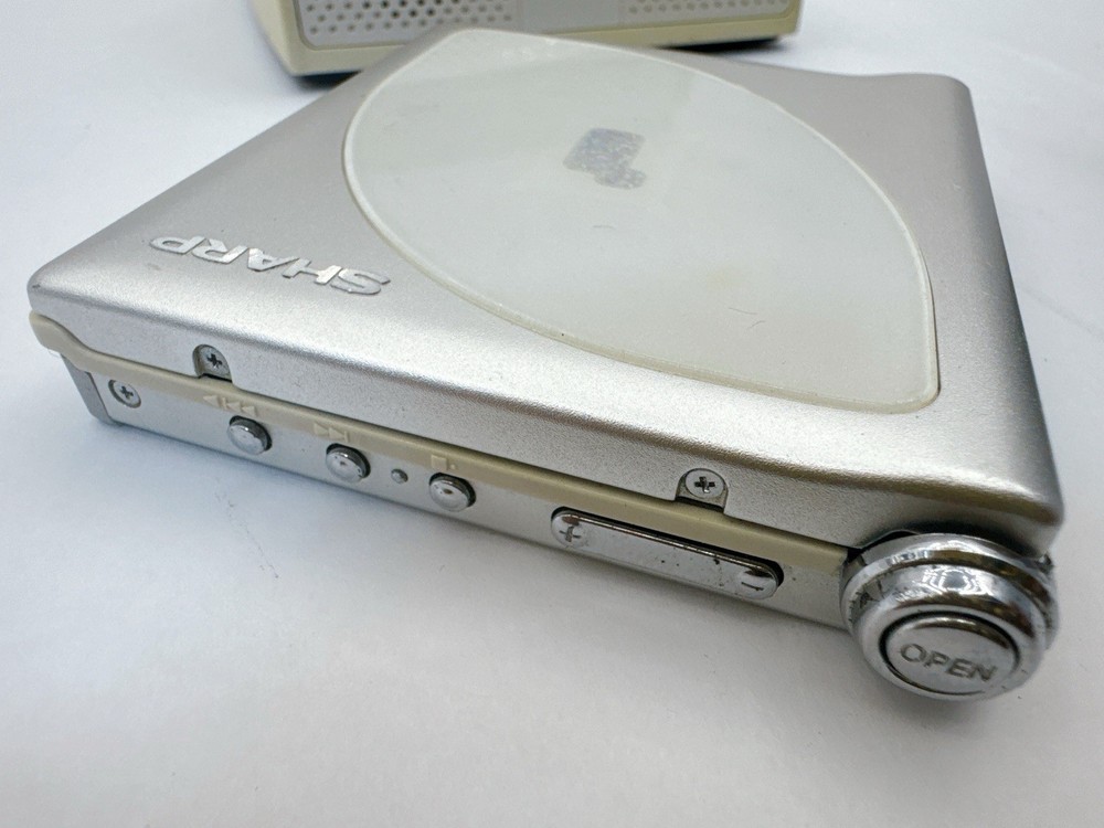 Sharp MD-DP700 Silver MiniDisc Player MDLP with Speaker Dock AC Adapter Tested