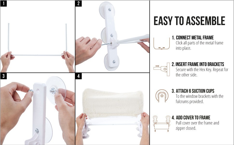 Cat Window Perch, Foldable Hammock Bed with 6 Large Suction Cups, Holds 40lbs, L
