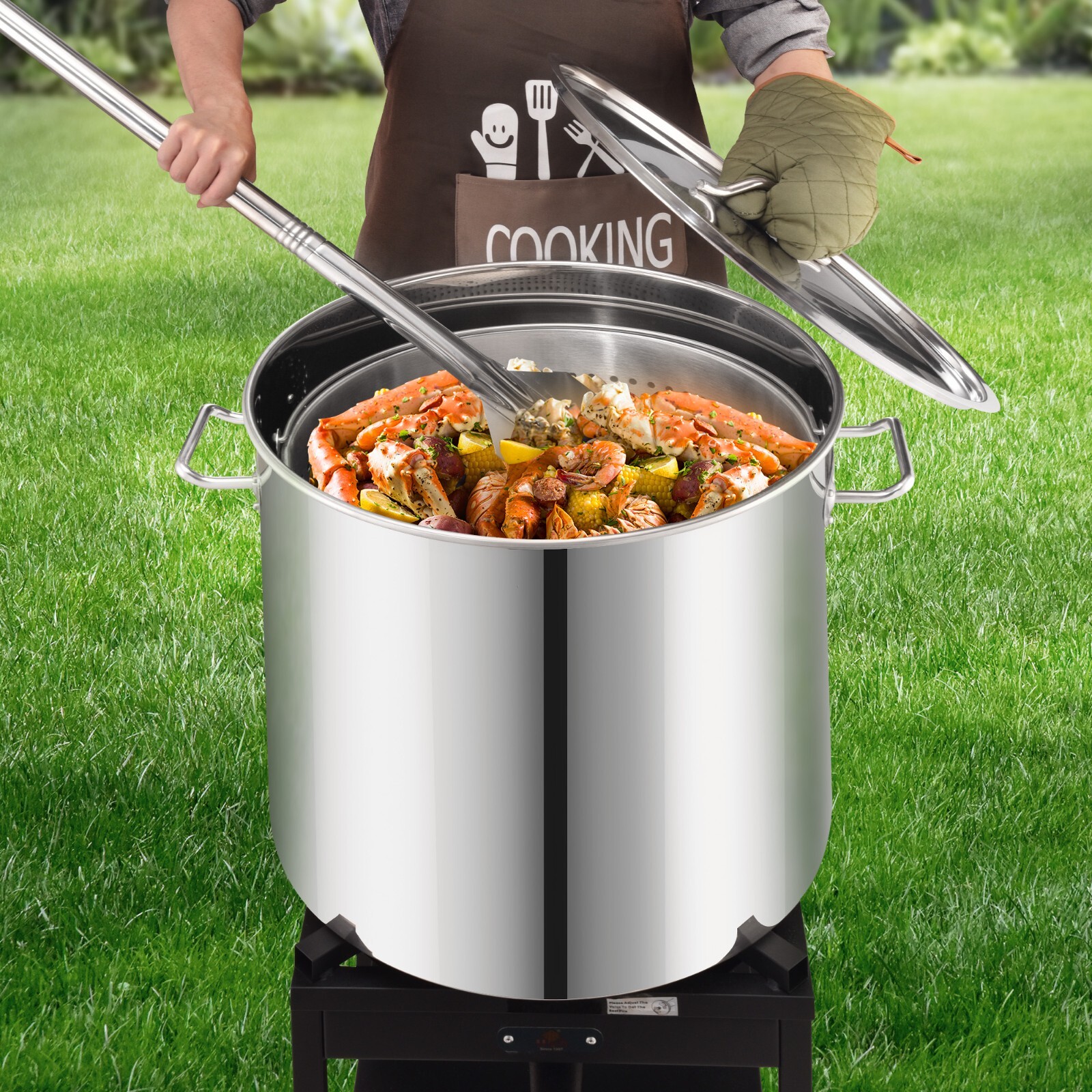 Commercial 84 QT. Crawfish Boiling Pot Stainless Steel Stock Pot Deep Fryer Kit