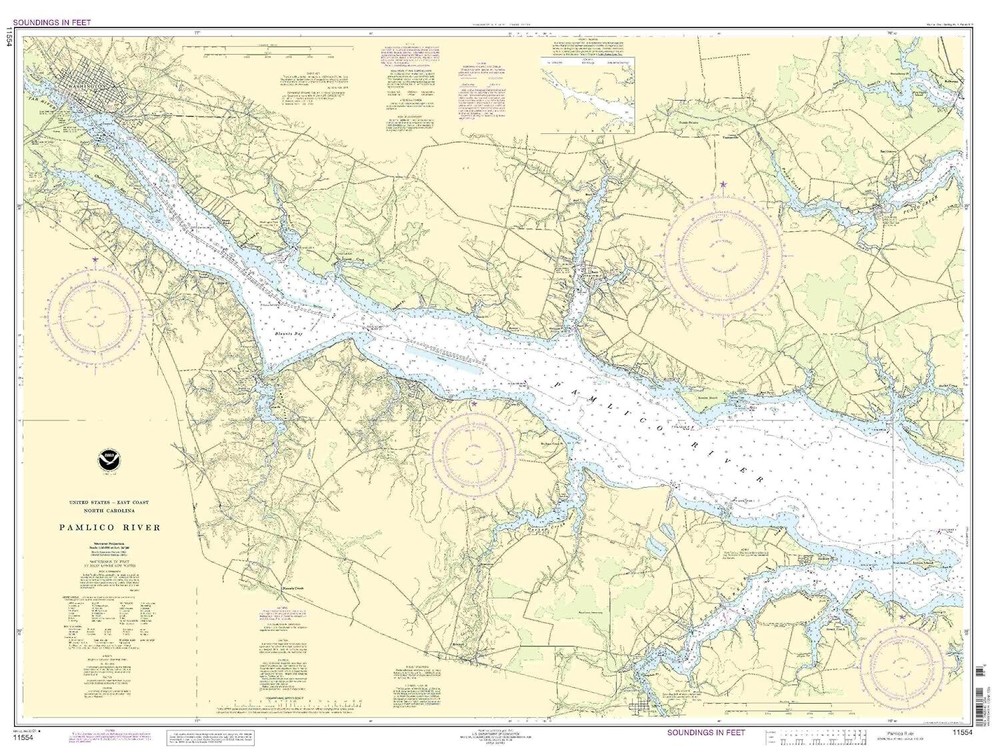 NOAA Nautical Chart Pamlico River NC 17th Edition 11554 Waterproof Map