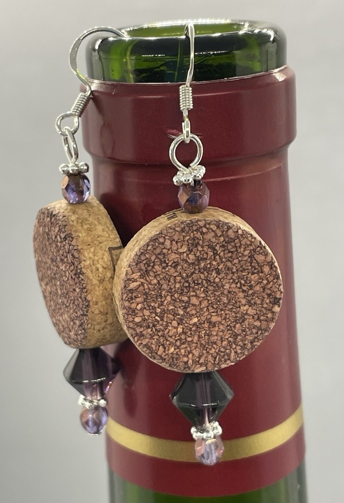 Upcycled Wine Cork Earrings-Handmade
