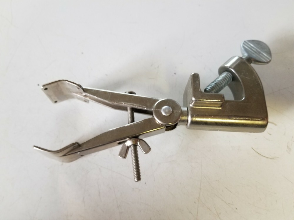 VWR Talon Two-Prong Single Adjustable Extension Lab Clamp, Missing Rubber Grips