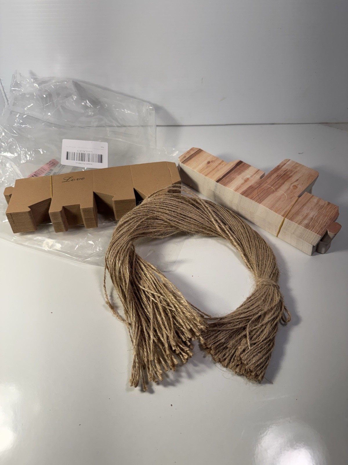 100 PCS 2x2x2 Favor Boxes Love/Rustic Wedding Party Gift Boxes W/Burlap Twine