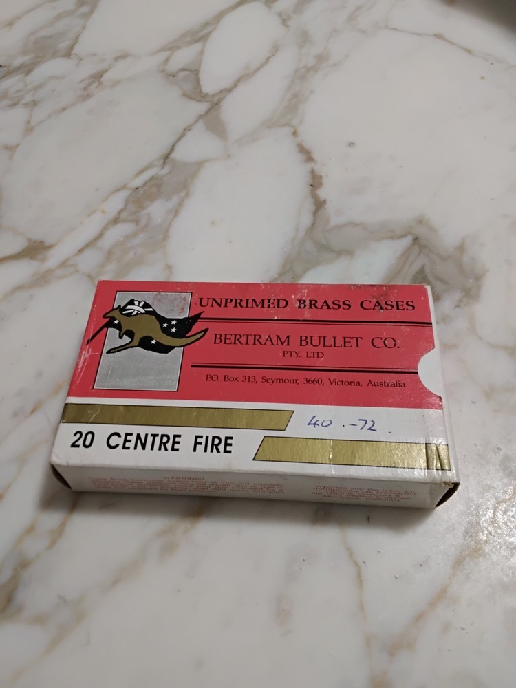 Bertram 40-72 Unprimed Brass Cases Empty Box