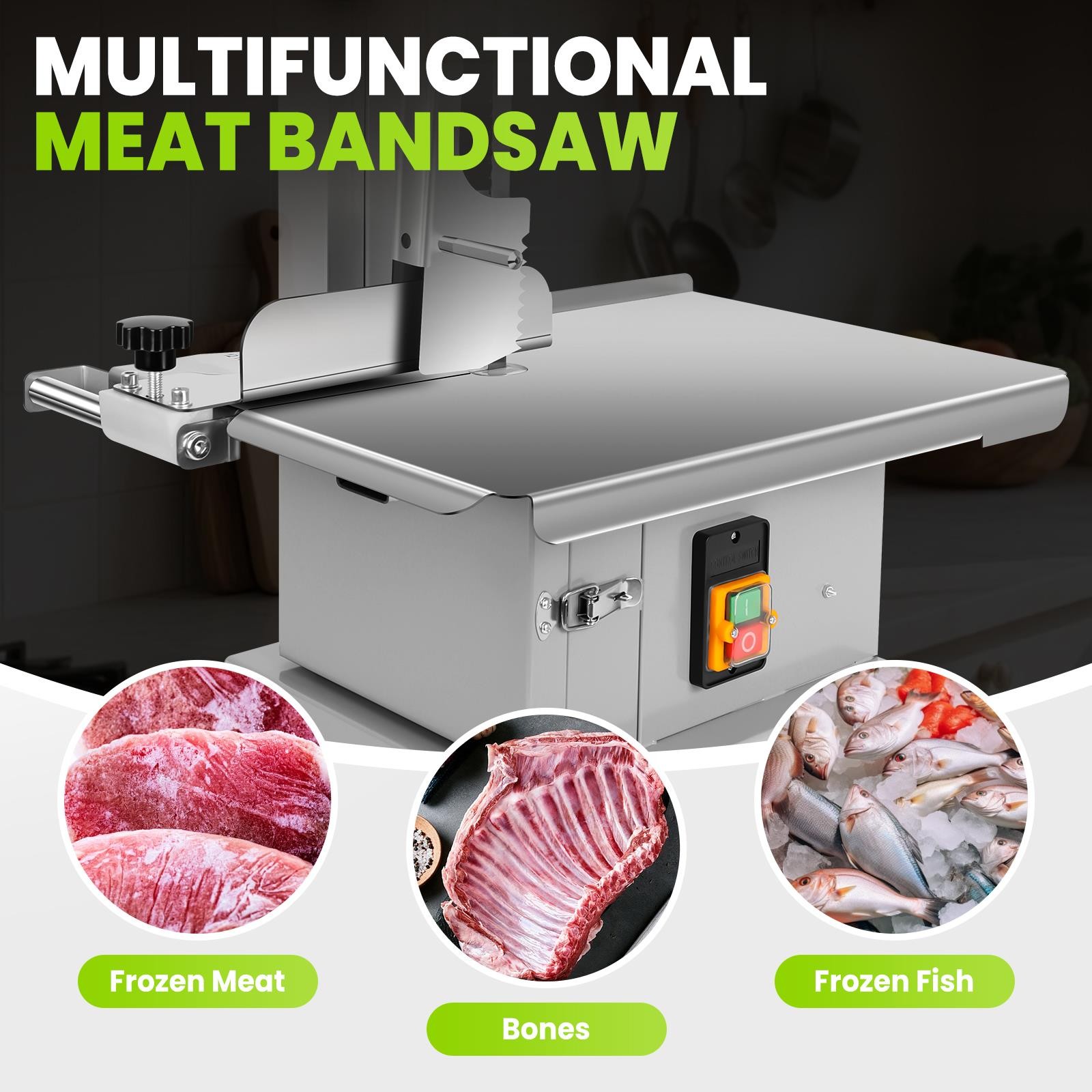 1500W Electric Bone Saw Machine w/Stand,Bone&Meat Bandsaw Machine w/8Sharp Blade