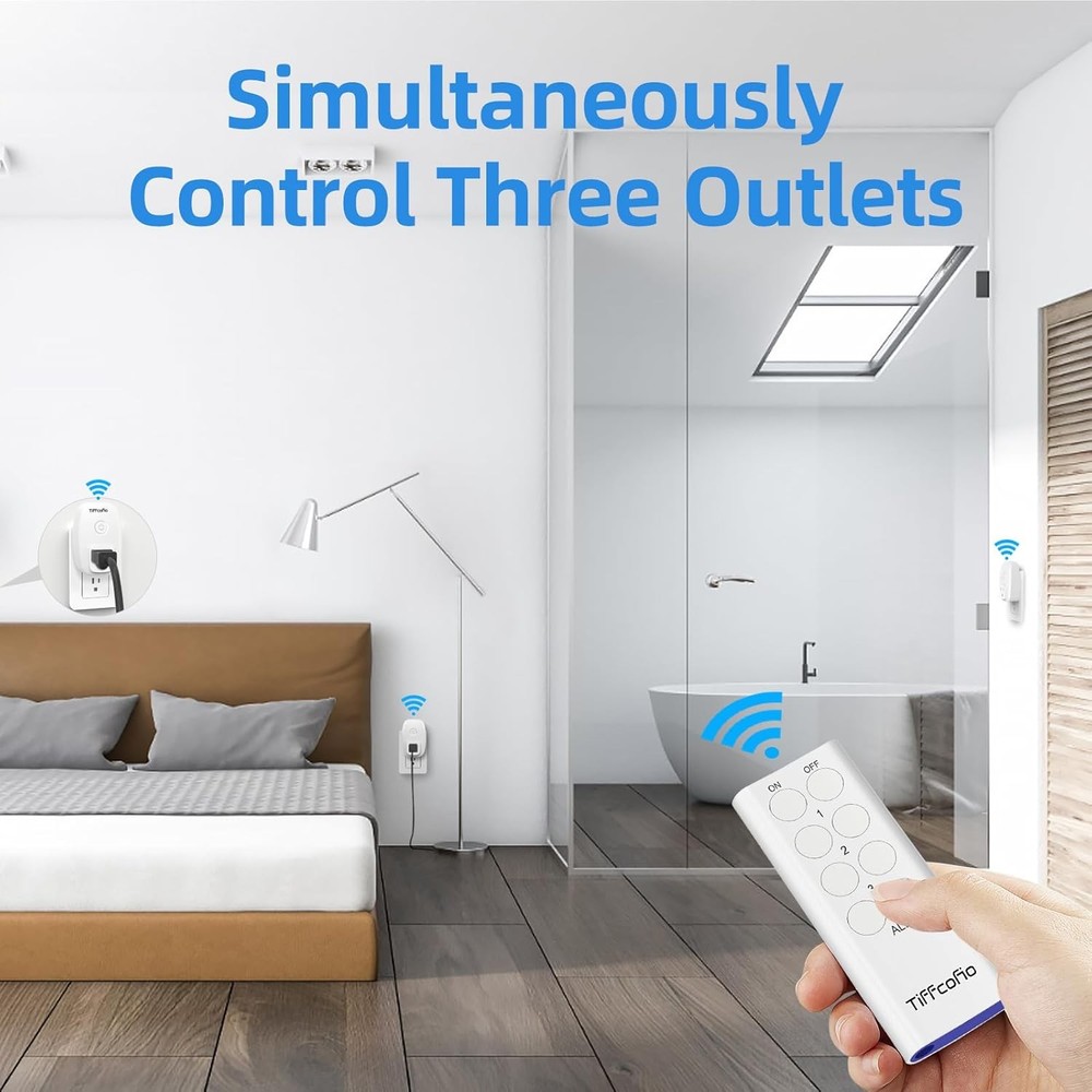 2 Pack Indoor Remote Control Outlet Plug, 15A, 100ft Range