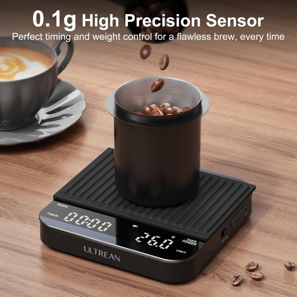 Mini Coffee Scale with Timer, Rechargeable Espresso Scale, 2kg/0.1g Accurate ...