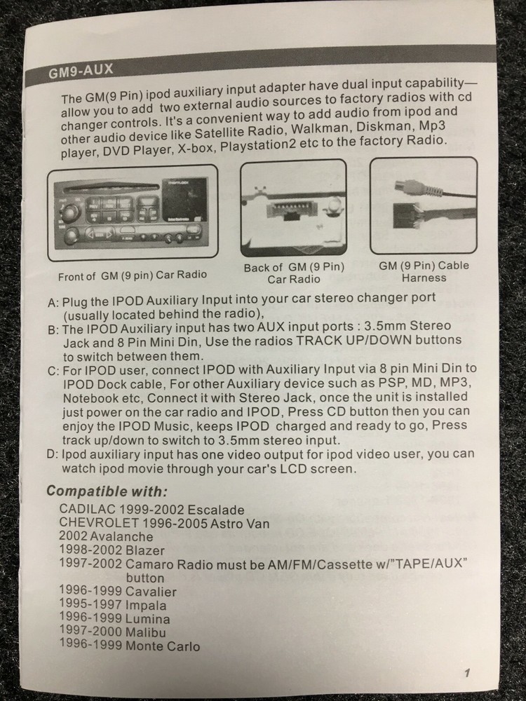 AXXESS AIP-GM01-ID iPOD Auxiliary Input