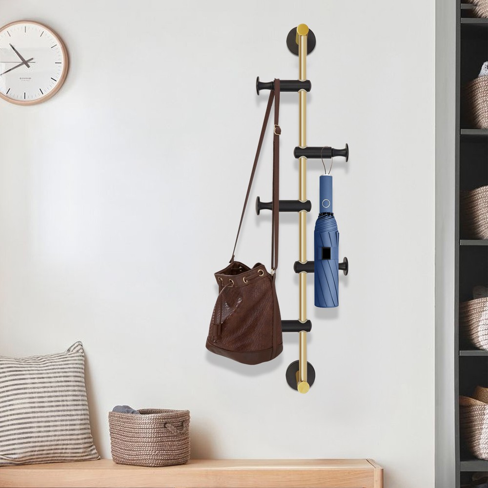 Coat Rack with 5 Adjustable Hooks Wall Mounted Vertical Coat Rack Coat Rack