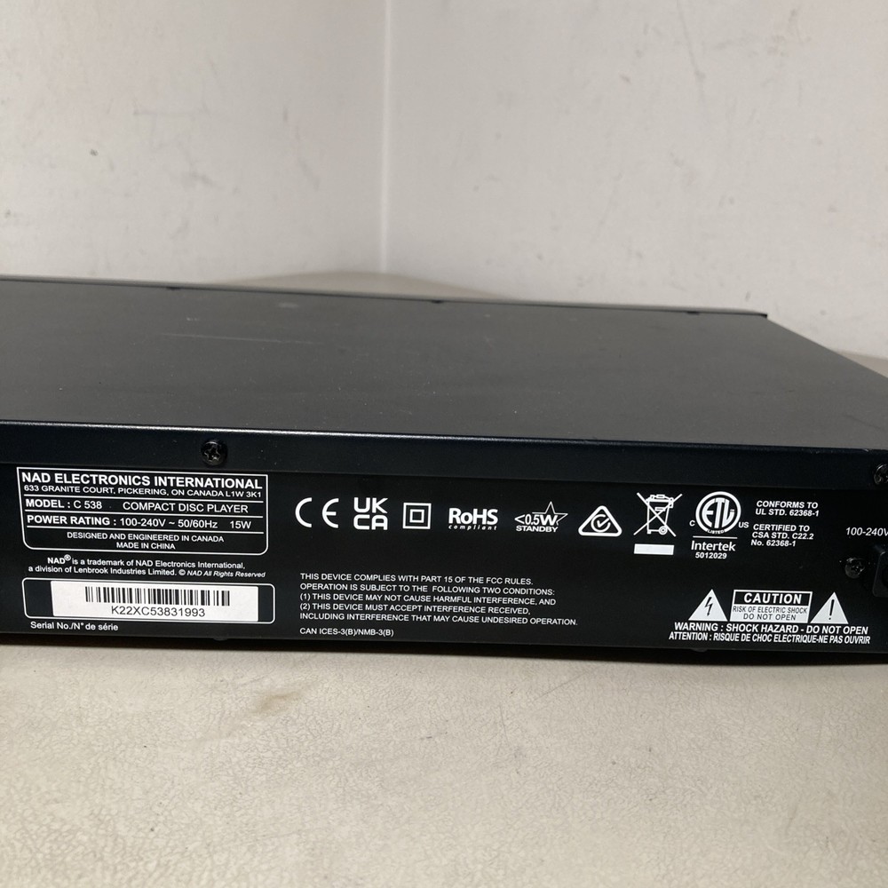 NAD C 538 : Single-Disc CD Player With Remote Tested & Working