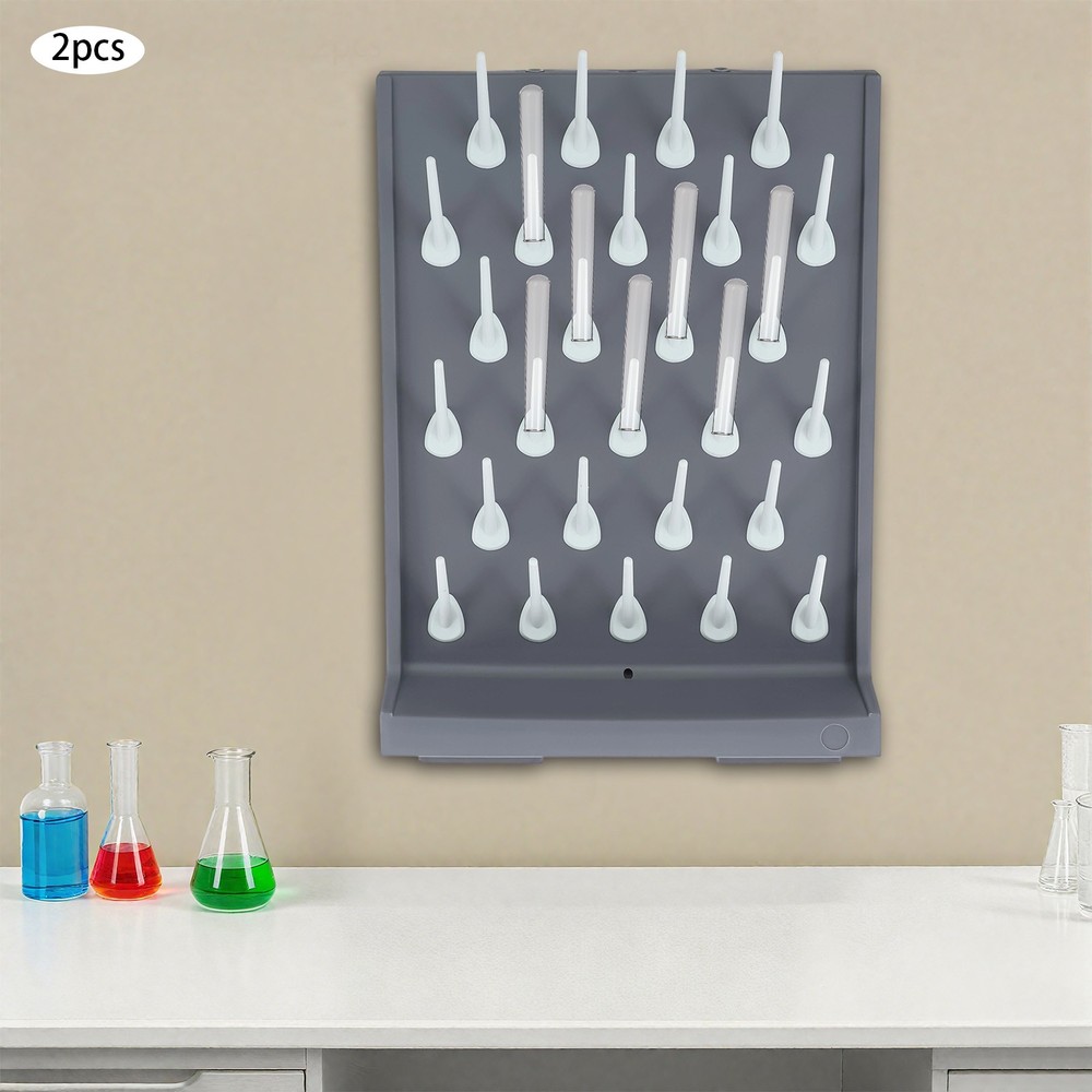 27 Pegs Laboratory Drying Rack Lab Draining Peg Board Rack Wall Mount PP