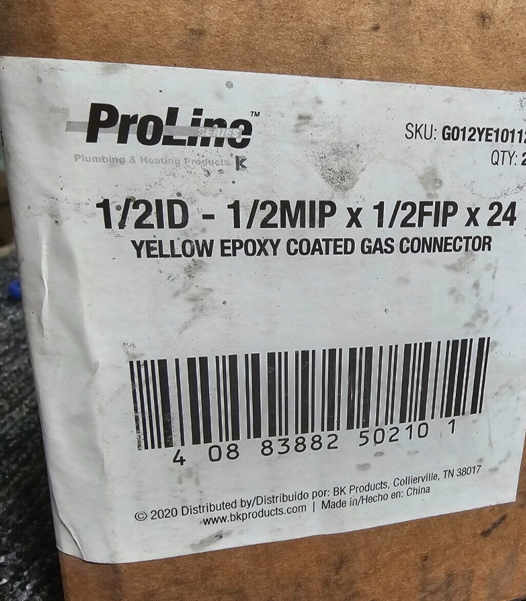 (QTY 5) Proline 1/2" MIP x 1/2" FIP x 24" Coated Stainless Steel Gas Connector