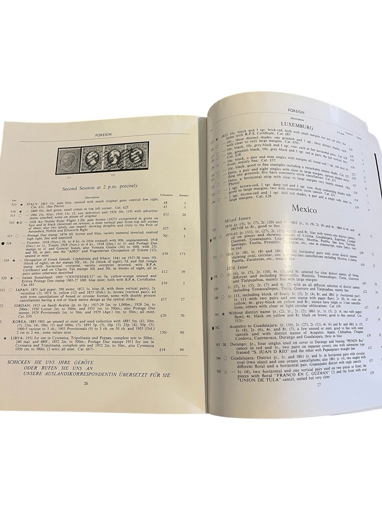 1959 Robson Lowe Foreign Stamp Auction Catalogue + Prices Realised & Bid Form