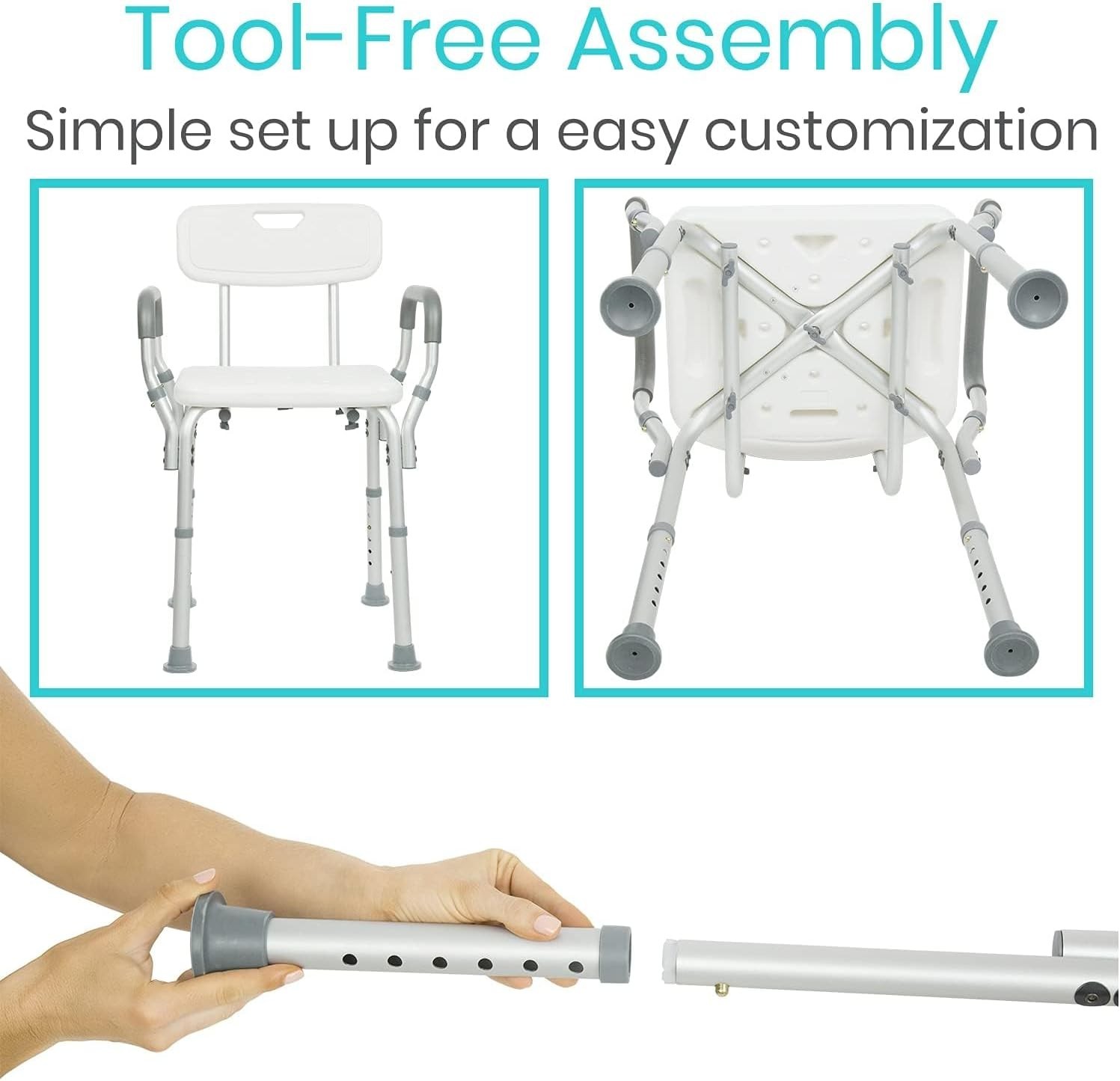 Rose HealthCare Shower Chair Bath Seat with Back and Arms