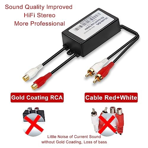 RCA Noise Filter Hum Eliminator Ground Loop Isolator (No Affect Bass) Black