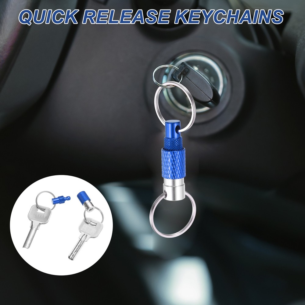4 Pack Quick Release Keychain Pull Apart Detachable Swivel Keychain, Dark Blue