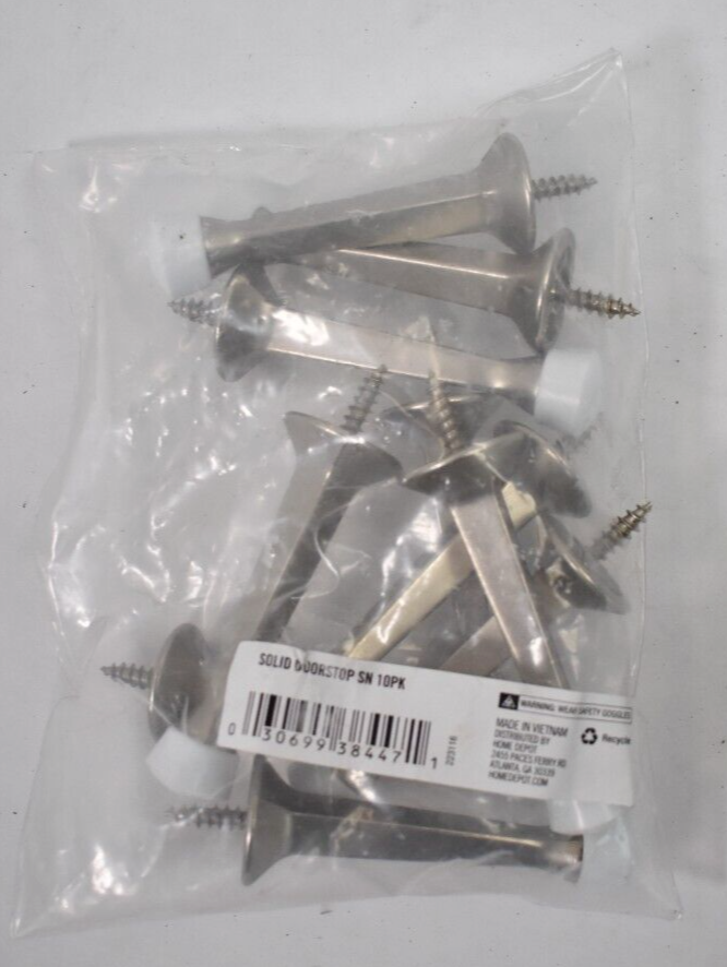 Everbilt Solid Door Stops 10 Pack Rubber Bumper Tip Easy Install Satin Nickel