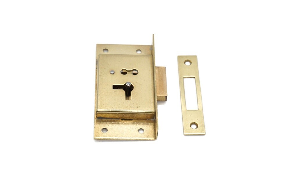 Half Mortise Lock Chest Trunk Medium Box Lock Solid Brass Cabinet Lock 2 Keys