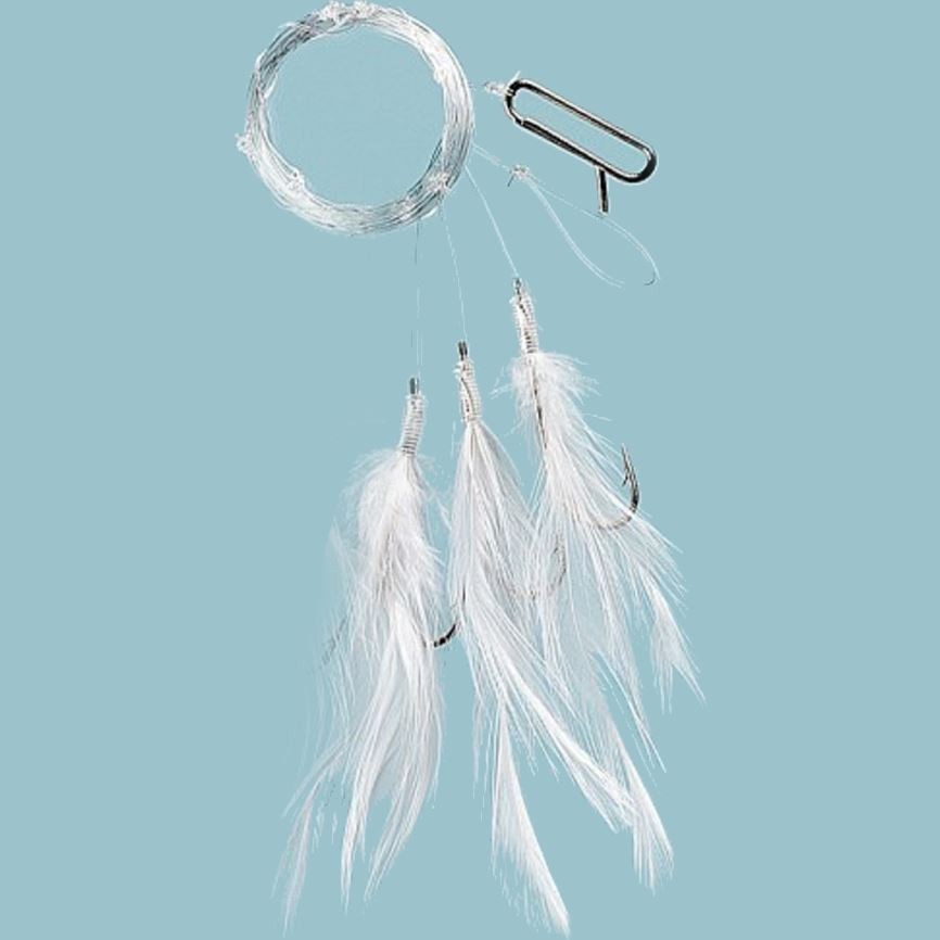 Fladen 3 Hook White Cod Feathers Hook Size 6/0