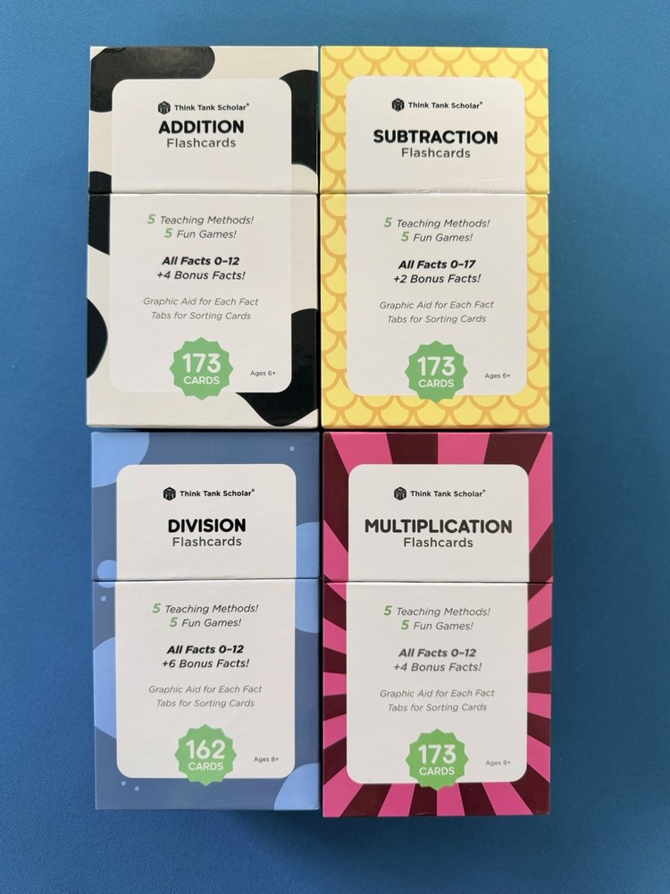 Think Tank Scholar Math Flash Cards Addition Subtraction Multiplication Division