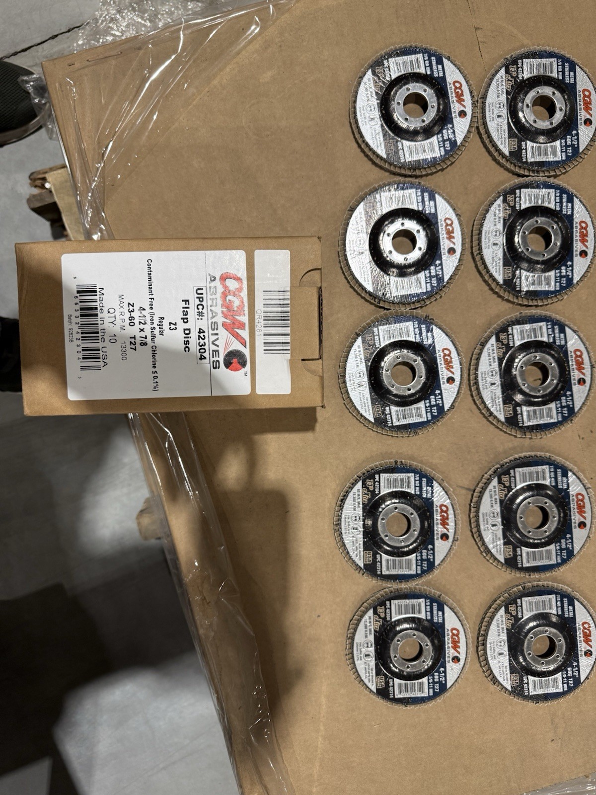 CGW 42304 Flap Disc 4 1/2" X 7/8 Z3-60 grit 100% zirconia, Type 27 Box of 10