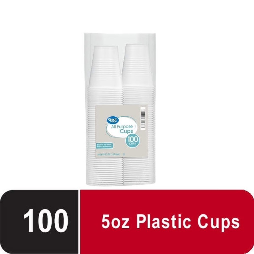 Disposable Plastic Cups Clear 5 Ounce All Purpose 100 Pack