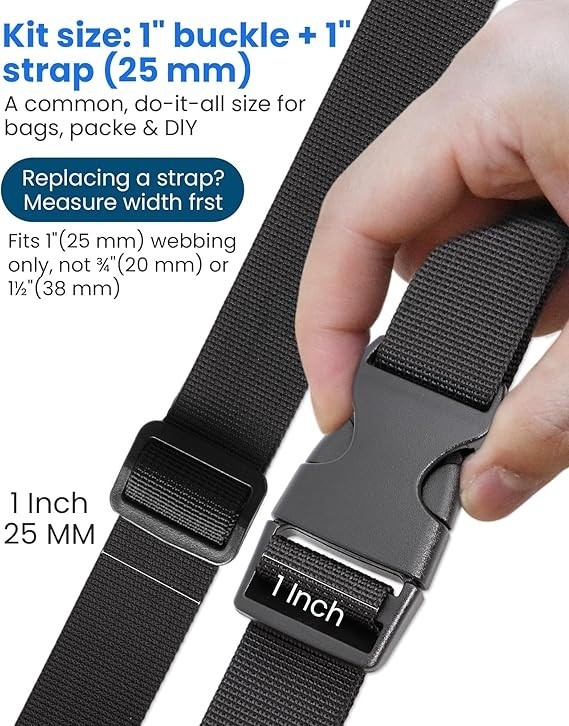 Buckle & Strap Kit Polyester Webbing 6 Buckles 12 Triglide Clips Adjustable Use
