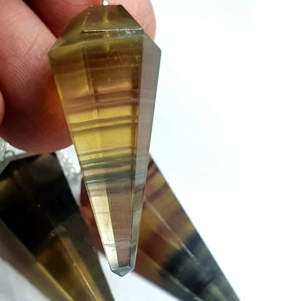 Fluorite Pendulum Dowser Crystal Divination Real Gemstone Scrying Yes No Tool