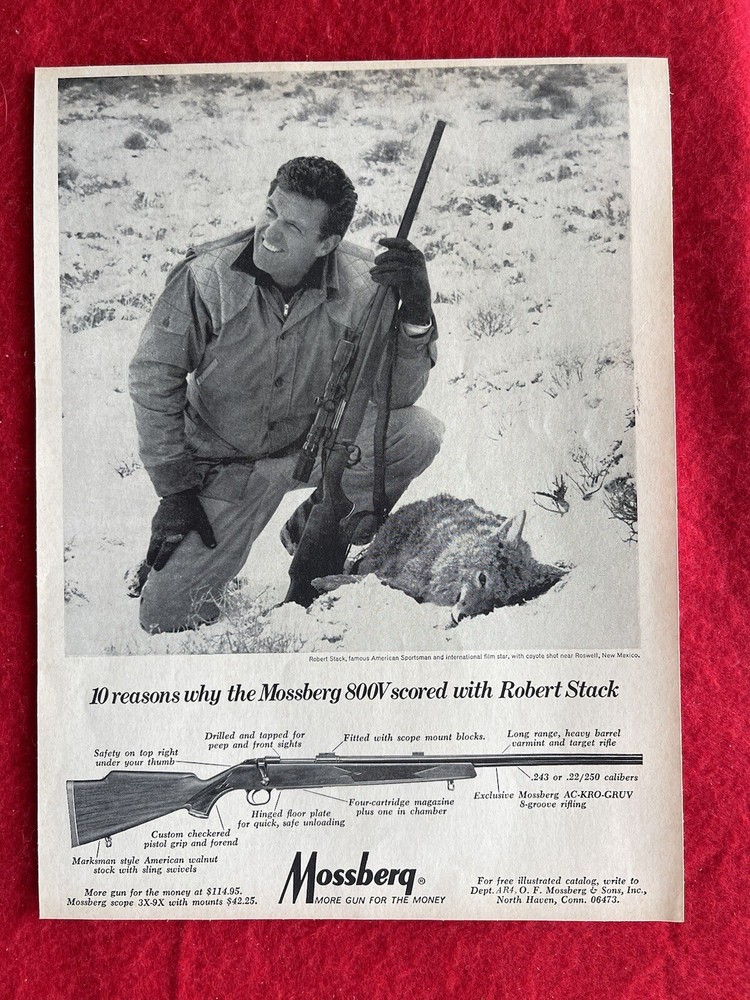 Vintage 1968 Print Ad Mossberg 800V Rifle Robert Stack Actor Advertisement