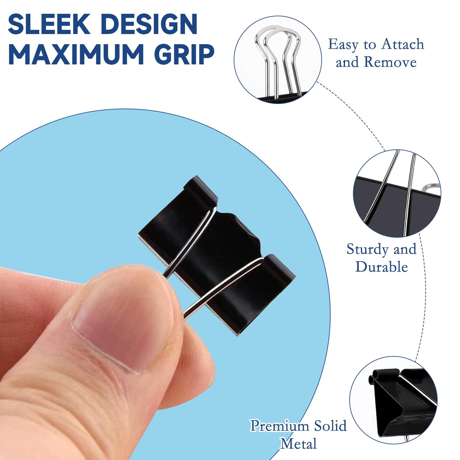 240 Pack Mini Binder Clips, Black Binder Clips, Small Paper Clips 15mm 5/8 Inch