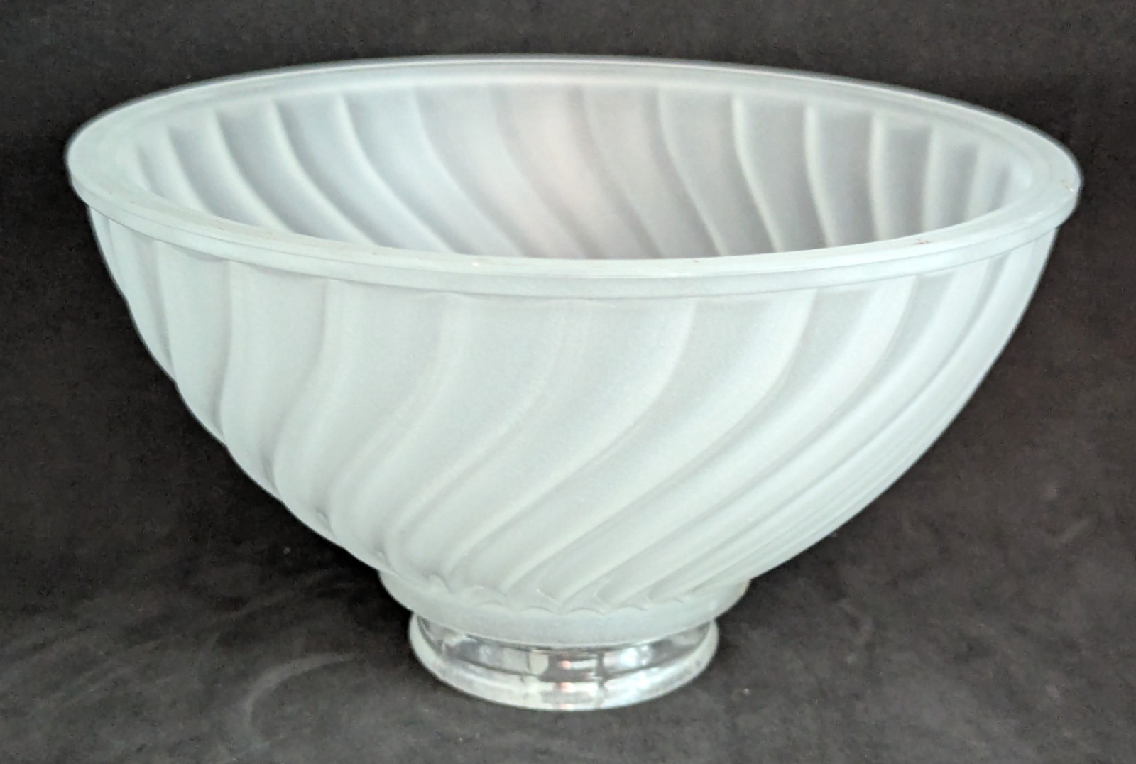 NOS! Frosted Swirl 6-1/2” dia. Low Bowl Glass Light Shade 2-1/4” Fitter VG Cond.