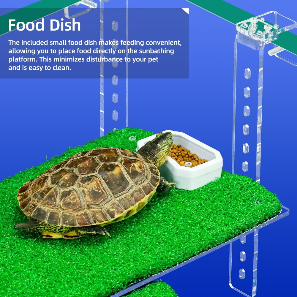 Adjustable Hanging Turtle Dock with Anti-Slip Artificial Grass Basking Platform