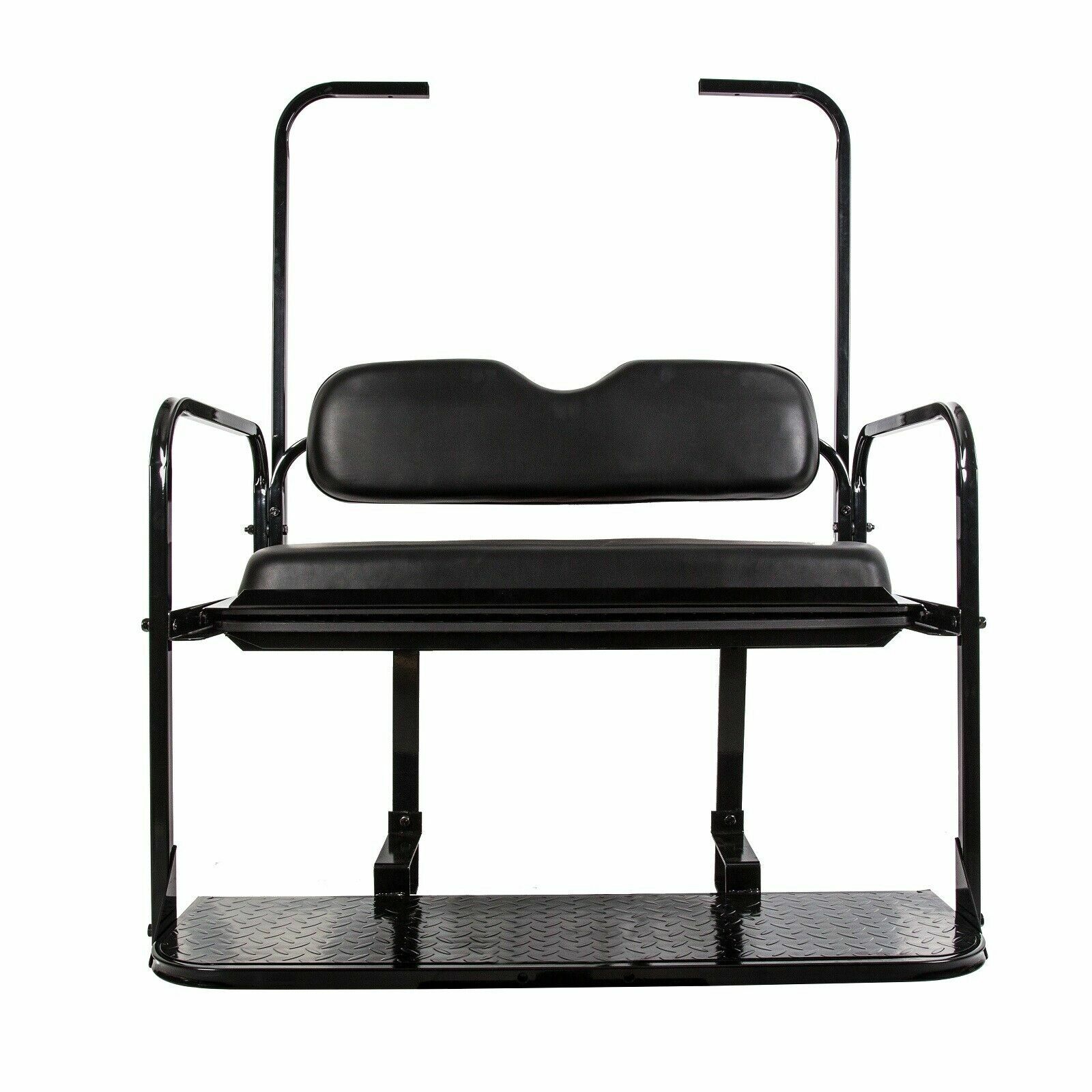 Fit EZGO TXT Golf Cart 1995+ Flip Folding Rear Back Seat with Roof Support Black