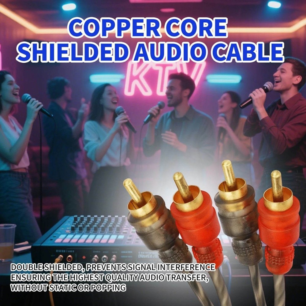 Professional 2PCS RCA Cables 2 Channel Twisted 4Ft Shielded Interconnect Wire