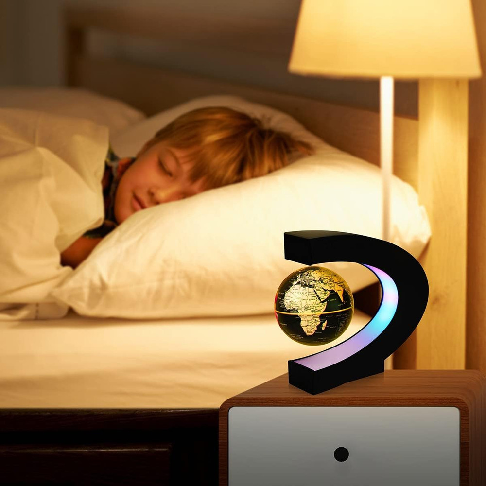 Magnetic Levitation Floating World Map Globe Multi-Color Changing Rotating Levit