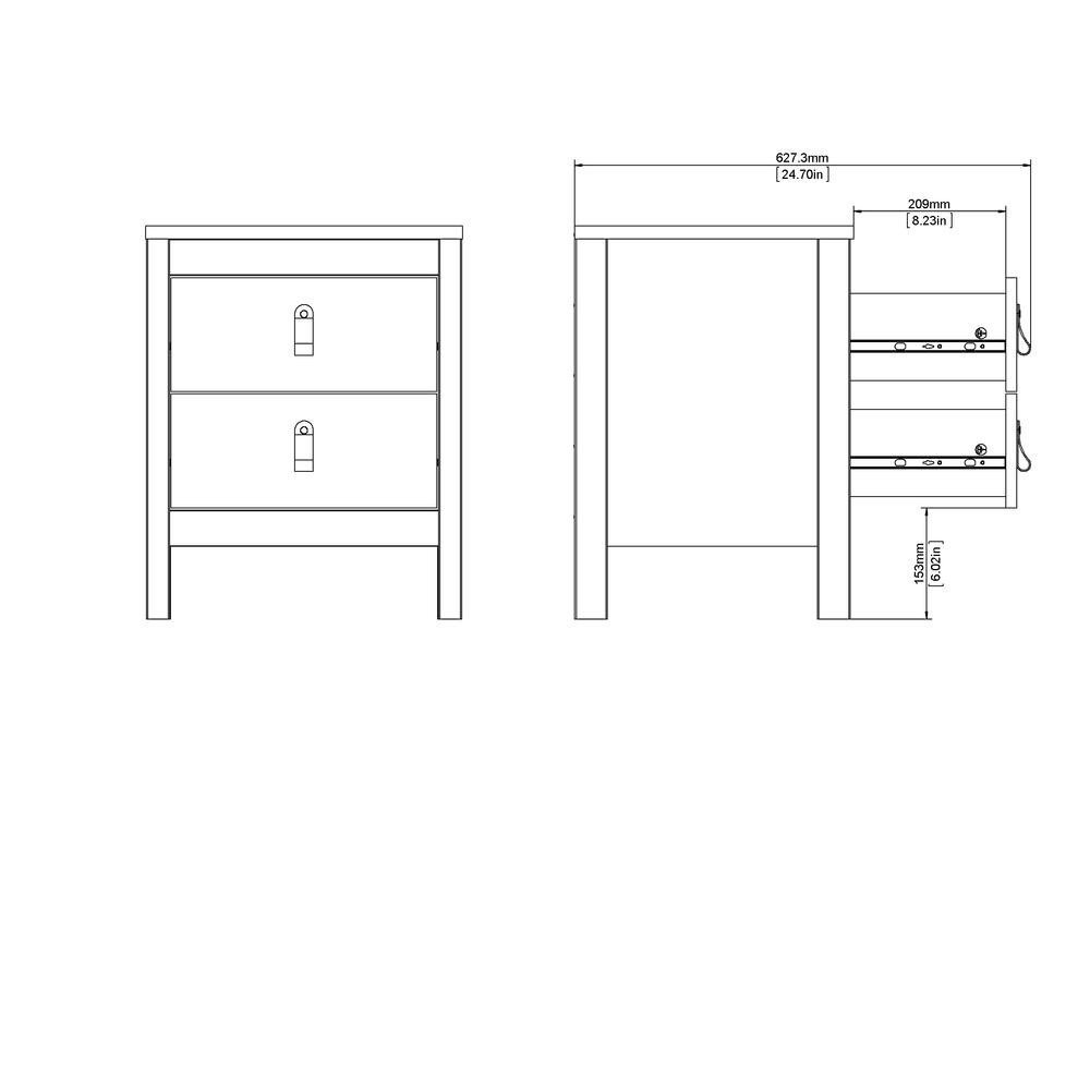 Madrid 2 Drawer Nightstand, Black Matte
