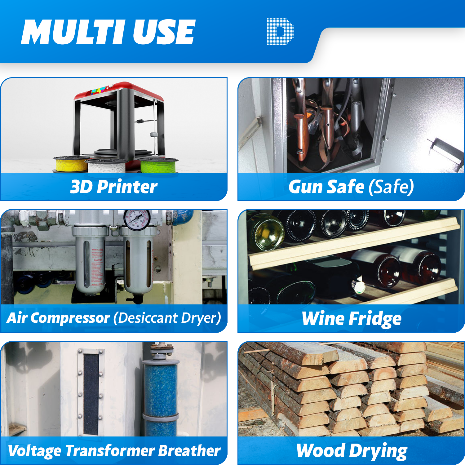 1 Gallon(7.5 LBS) "Dry & Dry" Premium Blue Indicating Silica Gel Desiccant Beads