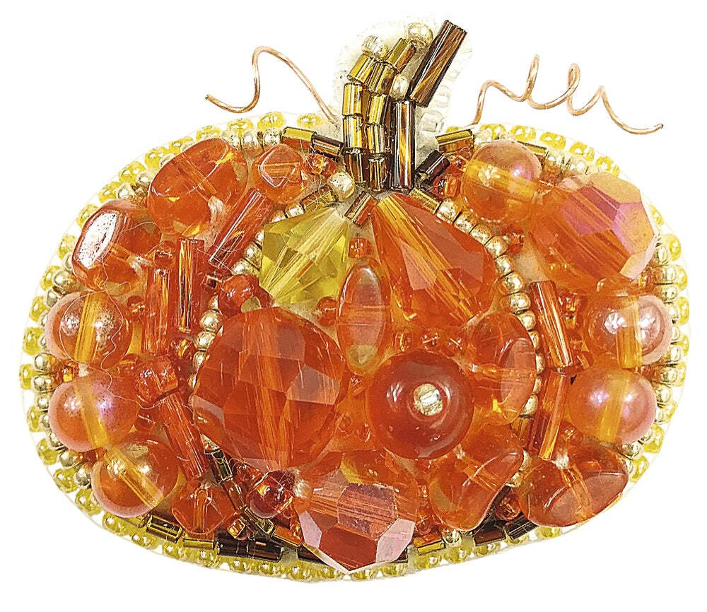 Crystal Art Beadwork kit for creating brooch BP-242C Pumpkin