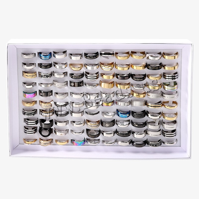 100PCS Stainless Steel Rings Bulk Lot Men's Fashion Jewelry Ring Wholesale Mixed
