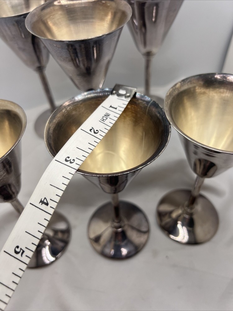 6 Vtg Bernard Rice's Sons, Inc Apollo EPNS Cocktail Glasses Cup Wine #5025