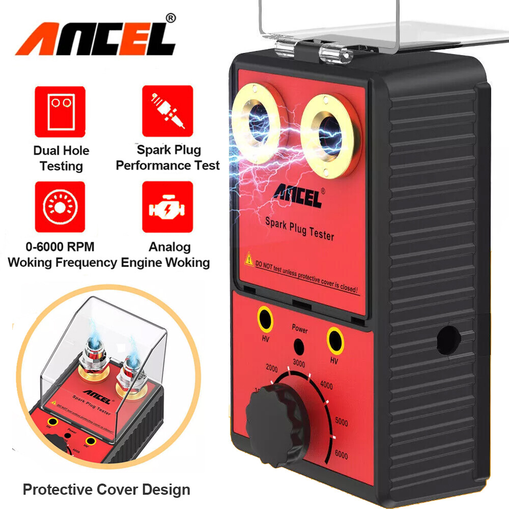 Dual Hole 12V Ancel Spark Plug Tester Ignition Plug Analyzer Diagnostic Detector
