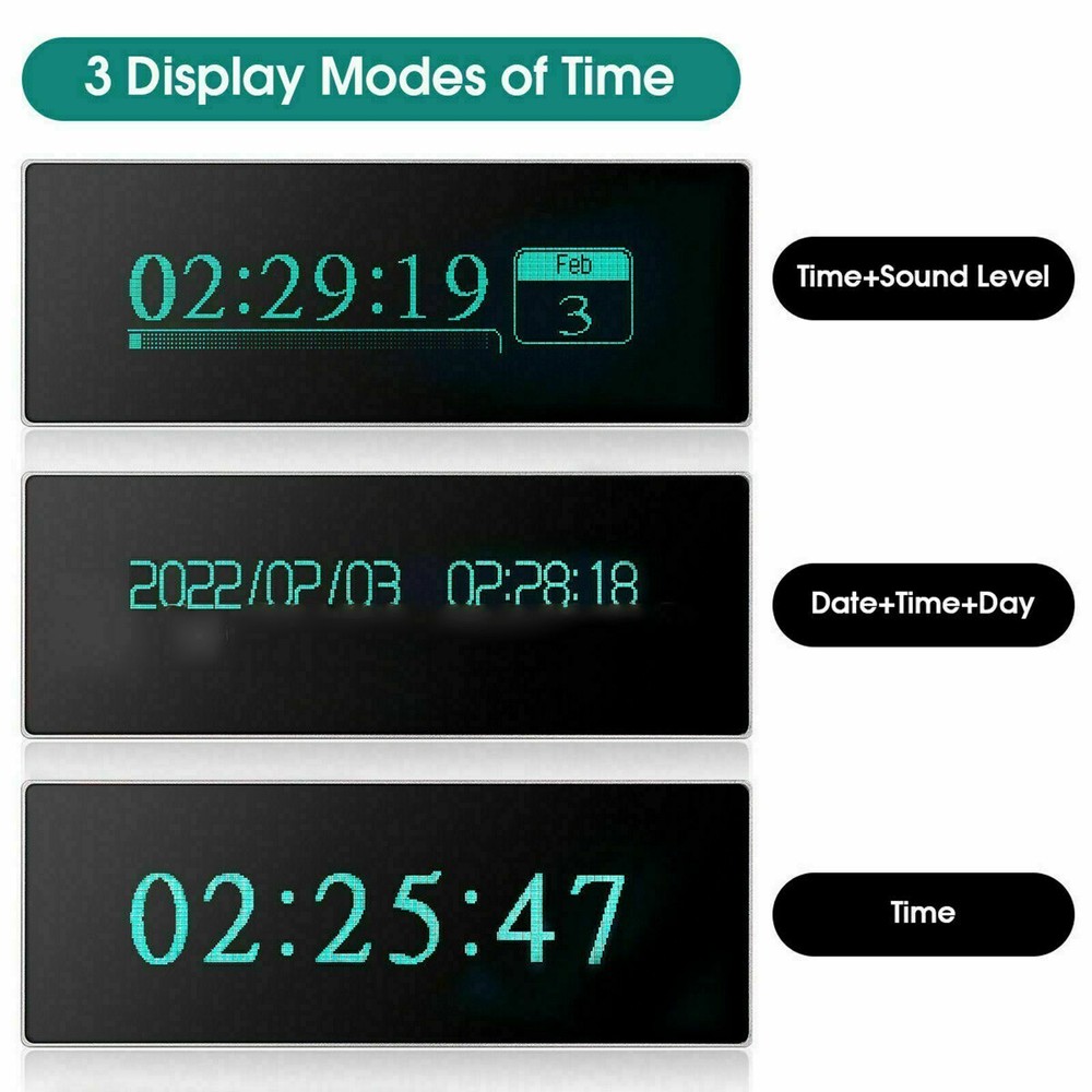 VFD Clock VU Meter Music Spectrum Display Dot Matrix Sound Level Indicator Grey