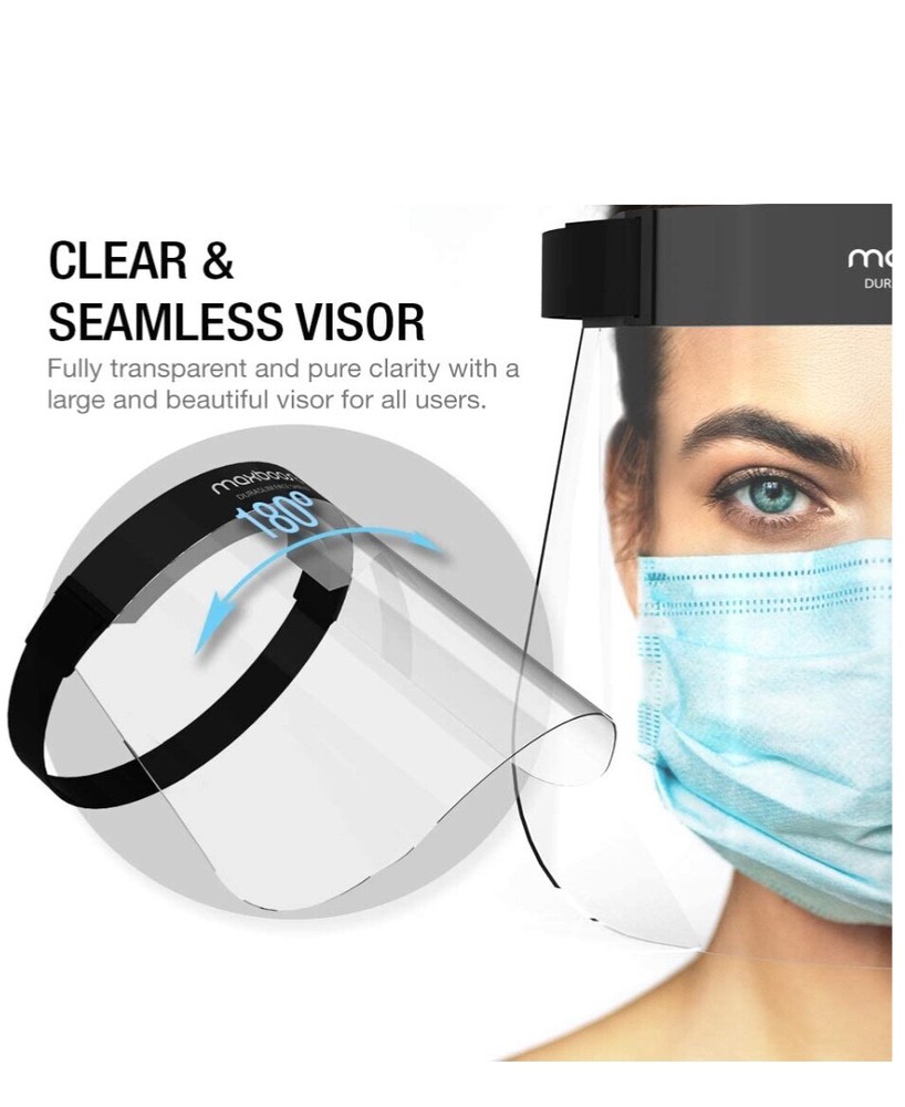 Maxboost Protective Face Shield - 3 Pack ( Size), DuraSlim Series Reusable Full