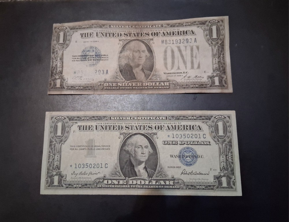 1928 $1 funnyback & 1957 $1 Star Note Silver Certificate