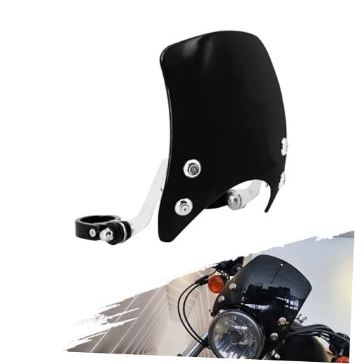 Motorcycle Adjustable Windshield Custom Compact Sport Black Windshield
