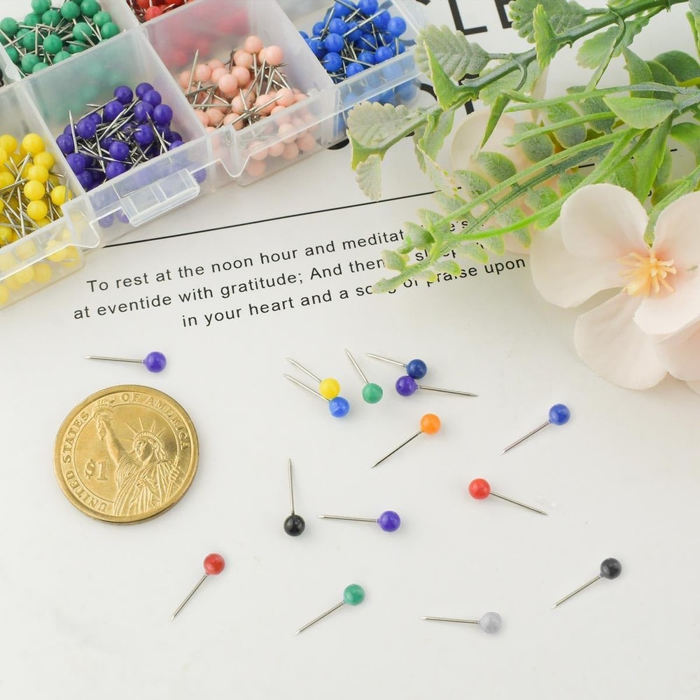 600 Pieces Push Pins Map Pins with Colored Head Map Tacks with Point Assorted Co