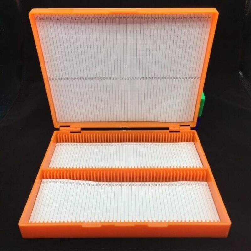 1pc Plastic Microscope Slides Storage Box 100pcs Pathological Slides Holder Case