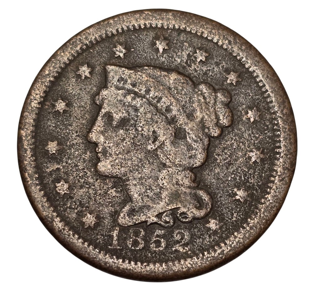 OLD 1852 Us Large Cent Type Coin Philadelphia Mint Circulated