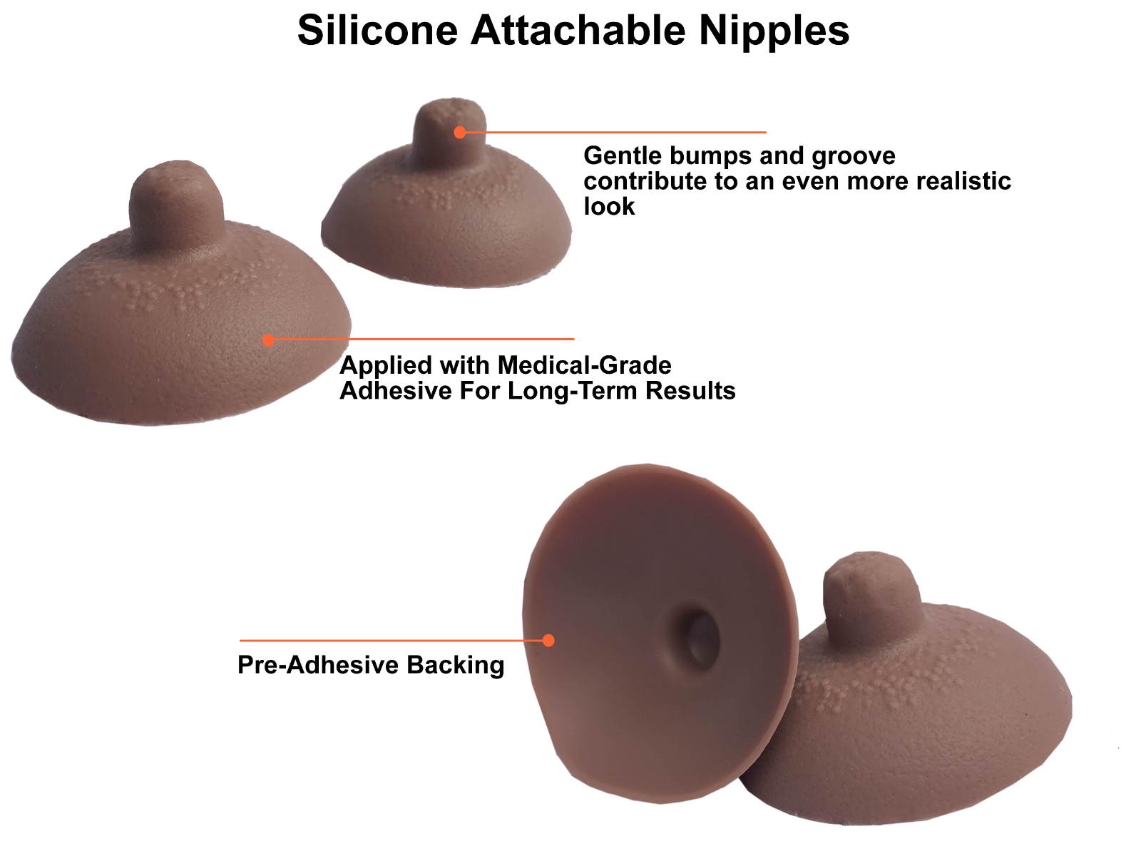 BIMEI Silicone Adhesive Nipples Attachable , Reusable for Crossdress, Drag Queen